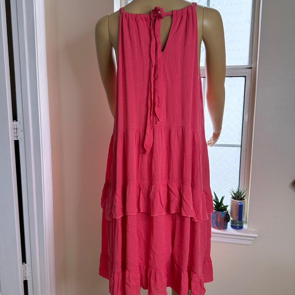 143 Story|Halter Long Dress|Plus 1XL|Coral|Ruffled|Pleated|Lined|Sleeveless - Picture 2 of 16